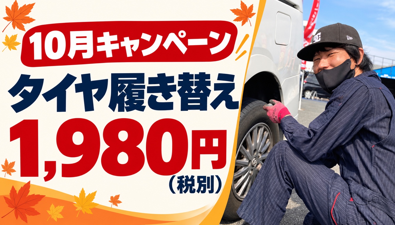 10月キャンペーン：タイヤ履き替え 1,980円（税別）